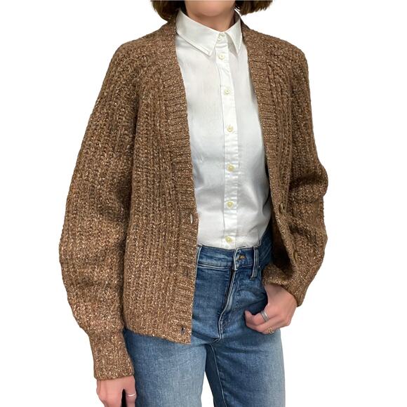 Lucky Brand Shaker Knit Raglan Cardigan Sz S New $90 Brown Button Front  Sweater - Picture 2 of 10